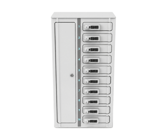 Cacifo de carregamento USB-A Volt 1:1 para smartphones VSP1-10S-UA-C% incluindo cabos 3-en-1 para 10 smartphones - fecho com código numérico