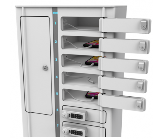 Casier de recharge pour 24 téléphones jusqu'à 7 pouces - Zioxi Volt Bay VSP1-24S-UC-K - Verrouillage par clé - USB-C