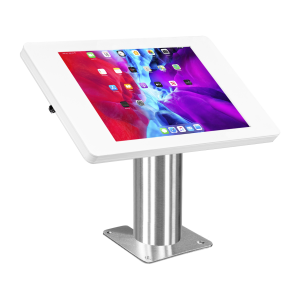 Support de bureau fixe Fino pour Microsoft Surface Pro 8 / 9 / 10 tablet - blanc/acier inoxydable