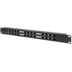 Panneau de brassage PoE passif 12 ports RJ45 data in - 12 ports RJ45 data and power out - 1U 19" - noir