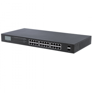 Switch PoE+ 24 ports Gigabit Ethernet avec écran LCD - 370W PoE, montage en rack