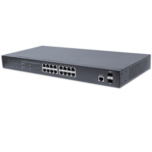 Switch PoE+ 16 ports Gigabit Ethernet géré par le Web avec 2 ports SFP - 374W PoE, montage en rack