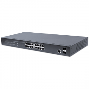 Switch PoE+ 16 ports Gigabit Ethernet géré par le Web avec 2 ports SFP - 220W PoE, montage en rack