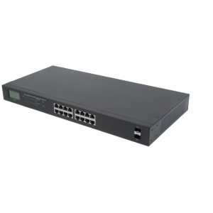 Switch PoE+ Gigabit Ethernet 16 ports avec écran LCD - 370W PoE, montage en rack