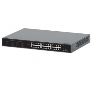 Switch PoE+ 24 ports Gigabit Ethernet avec 2 ports SFP - 370W PoE, montage en rack