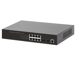 Switch PoE+ 8 ports Gigabit Ethernet géré par le Web avec 2 ports SFP - 140W PoE, montage en rack