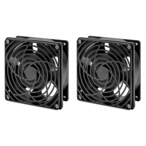 Unité de ventilation avec 2 ventilateurs pour coffrets réseau muraux 19" - noir