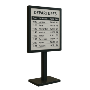 Support au sol avec écran E-ink 25 pouces intégré - noir
