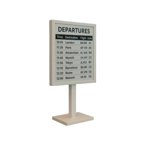 Witte tafelstandaard met 13 inch E-ink scherm – Digitale display zonder stroom