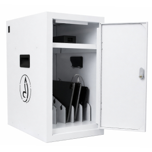 Armoire de rechargement BRVD6 pour 6 appareils mobiles jusqu'à 17 pouces - blanc - multiprise