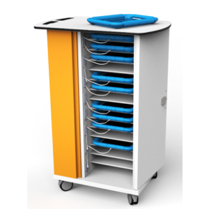 Chariot de recharge USB-C pour 15 iPads avec coques de protection - Zioxi CHRGTUC-GC-15-K - serrure à clé