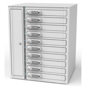 Zioxi Casier de charge Volt bay VLS1-10S-M-K pour 10 Chromebooks jusqu'à 17 pouces - serrure à clé - bloc de prise de courant