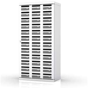 Armoire à téléphone métallique Drop & Safe 36 avec fentes d'insertion pour 36 smartphones