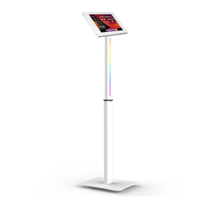 Support de tablette au sol Réglable en hauteur avec éclairage LED Securo M pour tablettes 9-11 pouces - blanc