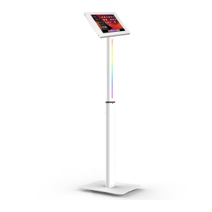 Support de tablette au sol Réglable en hauteur avec éclairage LED Securo XL pour tablettes 13-16 pouces - blanc