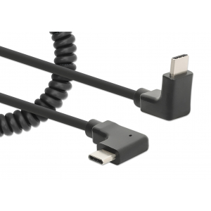 Câble USB-C vers USB-C avec cordon bouclé extensible - noir