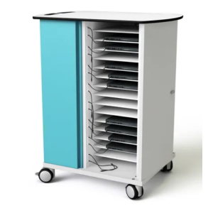 Chariot de rechargement & Gestion réseau pour 16 ordinateurs portables jusqu'à 16" - câbles USB-C inclus - serrure RFID