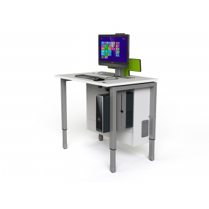 Table d'ordinateur P1 réglable en hauteur avec 1 boîtier pour moniteur électrique escamotable - 1200 (L) x 75 (P) cm