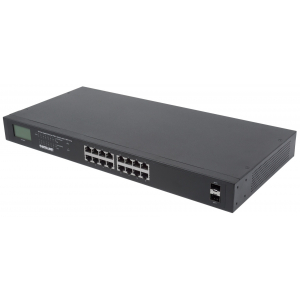 Switch PoE+ Gigabit Ethernet 16 ports avec écran LCD - 370W PoE, montage en rack