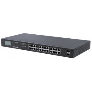 Switch PoE+ 24 ports Gigabit Ethernet avec écran LCD - 370W PoE, montage en rack