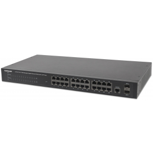 Switch PoE+ 24 ports Gigabit Ethernet géré par le Web avec 2 ports SFP - 370W PoE, montage en rack