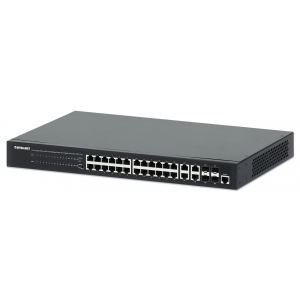 Switch PoE+ 24 ports Gigabit Ethernet géré par le Web avec 4 ports combo - 370W PoE, montage en rack