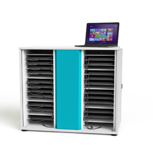 Armoire de recharge USB-C pour 32 ordinateurs portables - Câbles USB-C pré-montés - Zioxi CHRGCUC-LS-32-R# - serrure RFID