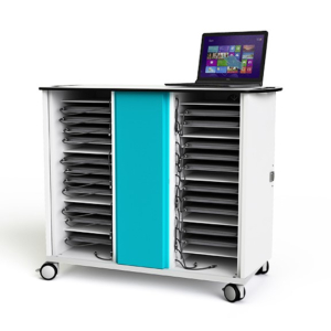 Chariot de recharge Zioxi CHRGTUC-LS-32-R pour 32 ordinateurs portables jusqu'à 16 pouces - câbles USB-C non-inclus - serrure RFID