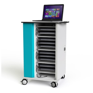 Chariot de recharge Zioxi CHRGTUC-LS-16 pour 16 ordinateurs portables USB-C - câbles non inclus - serrure à clé