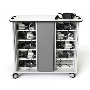 Chariot de chargement pour 40 casques VR & contrôleurs - câbles USB-C 20W préinstallés - verrouillage par code numérique