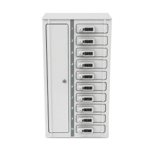 Cacifo de carregamento Zioxi Volt bay VSP1-10S-M-CP para 10 smartphones até 7 polegadas - fechadura de combinação - bloco de tomadas