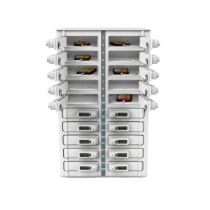 Cacifo de parede USB-A para 20 smartphones com cabos 3-en-1 - Zioxi Volt VSP1-20W-UA-C-G% - fechaduras com código numérico