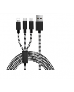 Câble 3 en 1 USB-A vers lightning / micro -USB / USB-C - 1 mètre