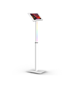 Support de tablette au sol Réglable en hauteur avec éclairage LED Securo XL pour tablettes 13-16 pouces - blanc