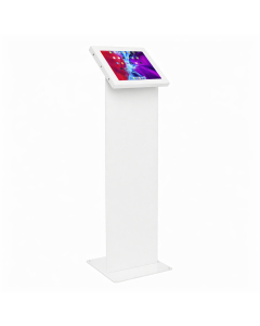 Support de tablette au sol Securo M avec plaque d'affichage pour tablettes de 9-11 pouces - blanc