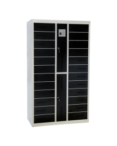 Casier de recharge BR24PSLZ pour ordinateurs portables & tablettes - 24 compartiments - prise électrique & ports USB - RFID