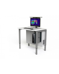 Table informatique M1 réglable en hauteur avec 1 logement pour moniteur mécanique escamotable - 1200 (L) x 75 (P) cm