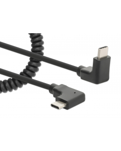Câble USB-C vers USB-C avec cordon bouclé extensible - noir