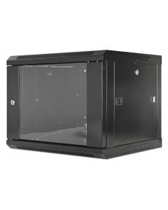 Coffret mural 19 pouces MHT132 avec porte vitrée - hauteur 6U - profondeur 450 mm - noir
