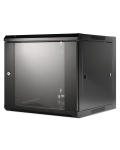 Armoire réseau murale 19 pouces MHT109 avec porte en verre - hauteur 9U - profondeur 600 mm - flatpack - noir