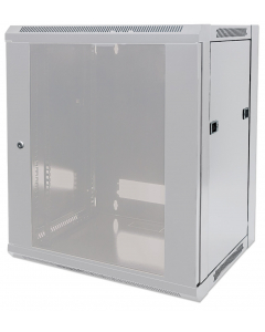 Armoire réseau murale 19 pouces MHT108 avec porte en verre - hauteur 9U - profondeur 450 mm - flatpack - gris