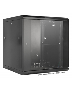 Armoire murale 19 pouces MHT136 avec porte en verre - hauteur 12U - profondeur 450 mm - noir
