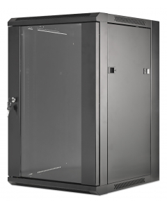 Armoire serveur murale 19 pouces MHT124 avec porte en verre - hauteur 15U - profondeur 450 mm - flatpack - noir
