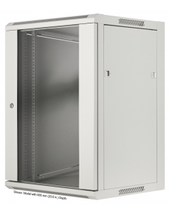 Armoire murale 19 pouces MHT123 avec porte en verre - hauteur 15U - profondeur 450 mm - flatpack - gris