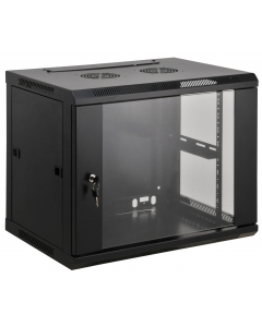 Armoire murale 19 pouces MHT140 avec porte en verre - hauteur 15U - profondeur 450 mm - noir