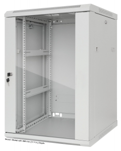 Poste de travail 19 pouces MHT143 avec porte vitrée - 15U hoogte - 600 mm diep - grijs