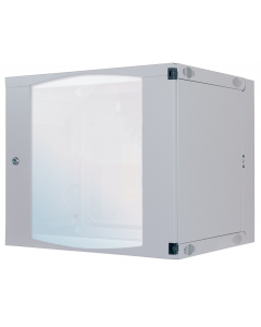 Armoire murale 19 pouces MHT112 avec porte en verre - hauteur 9U - double section - profondeur 450 mm - flatpack - gris