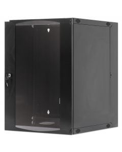 Armoire murale 19 pouces MHT129 avec porte en verre - hauteur 15U - double section - profondeur 600 mm - flatpack - noir