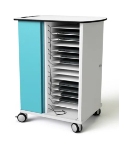 Chariot de rechargement & Gestion réseau pour 16 ordinateurs portables jusqu'à 16" - câbles USB-C inclus - serrure RFID