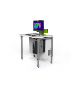 Table d'ordinateur P1 réglable en hauteur avec 1 boîtier pour moniteur électrique escamotable - 1200 (L) x 75 (P) cm